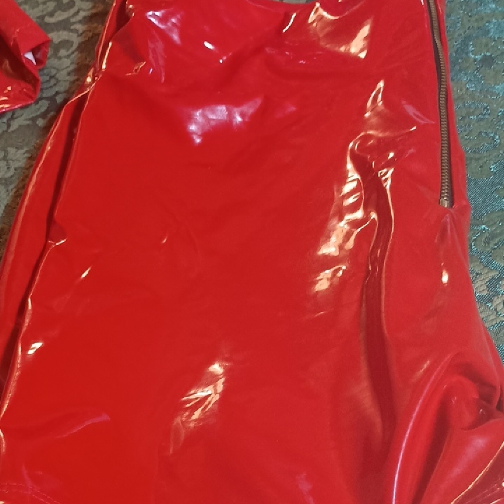 Red leather shorts